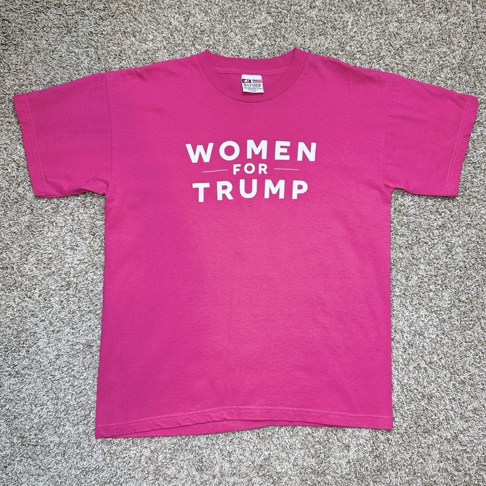 2016 Women For Trump Shirt Womens L Pink Bayside USA Presidential Campaign Tee